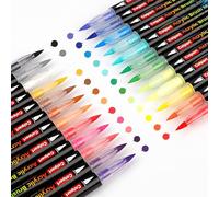 Paint Pens Acrylic Markers-24 Colours Acrylic Paint Brush-Markers for Wood Ceramic Glass Stone Pebble Colouring Crafts for Kids Adults Christmas Egg Pumpkins Supplies