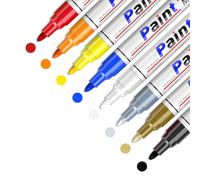 Paint Pens Paint Markers on Multiple Surfaces, Quick Dry Permanent Marker Pens, Oil-Based Ink Waterproof Paint Marker Pen for Rocks Painting, Wood, Fabric, Plastic, Mugs, DIY Craft (Set of 8 Colours)