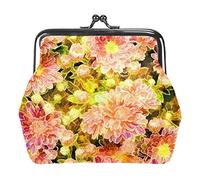 Paint Pink Green Peony Flower Plant Pattern Women’s PU Leather Coin Wallets Girls Mini Buckle Coin Purse Pouch