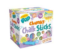 Paint Pop - Chunky Chalk Sticks For Kids - 24 Assorted Colours Tub - Ideal for Outdoor Play & Creative Fun - Multiple Surface, Washable & Clean - Includes Storage Tub and 2 Chalk Holders, 3+ Years