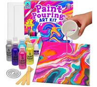 Paint Pouring Art Kit for Girls & Boys (Stellar Swizzle) - Arts and Crafts for Kids Age 6-12 - BPA Free - Includes Canvas Boards, 7 Paints & Tools, Creative Birthday Presents for Ages 6 7 8 9 10