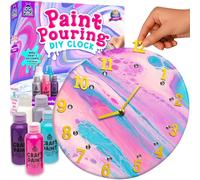 Paint Pouring Clock Kit for Kids Ages 6-12 - Complete Craft Set with Paints Stickers Tools, Arts and Crafts for Kids, Birthday Gift for Girls Boys, Early Christmas Presents Idea (Stardust Sorbet)