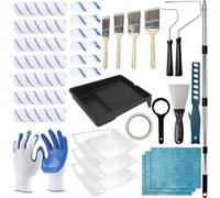 Paint Roller Kit with 4.5 FT Extension Pole, 31PCS Wall Painting Kit with 9" & 4" Paint Rollers, Paint Brushes Set for Professional Painting House Painting Supplies for All Latex and Oil Paints Stains