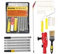 Paint Roller Set 11Pcs, 1.9m Paint Roller Extension Pole 6 Segmented with Top Alloy Joints, Professional Paint Rollers Brush &Trays Sets with Multi-Angle Brush Extender for Walls, Edges, Ceilings