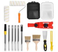 Paint Roller Set, 12PCS Paint Rollers and Trays Sets with Paint Brush & Tray, Paint Roller Set with Extension Pole & 4 Roller Sleeve, Microfiber Roller Cover for Painting Walls, Ceiling (Red)