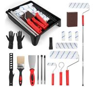 Paint Roller Set, 17 pcs Roller Sets for Painting,Roller Paint Set with 9 Inch Paint Tray,Wallpaper Brush,Paint Roller Extension Pole,4 Inch &2 Inch Paint Roller,Wallpaper Scraper for Walls&Ceilings