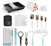 Paint Roller Set, 21PCS Paint Rollers and Trays Sets with Paint Brush & Tray, Paint Roller Set with 1.5M Extension Pole & 5 Roller, Microfiber Roller Cover for Painting Walls, Ceiling (Bule)