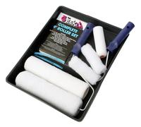 Paint Roller Set, 7 Pieces Twin Medium Pile Paint Roller Set with Tray & Frame | 2 x 9" Roller Sleeve, 1 x 4" Foam Roller Sleeve, 2 x Emulsion mini Roller Sleeves | Painting Walls & Ceilings Set