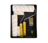 Paint Roller Set Decorating Painting Tool Rollers Brush Kit with Soft Sleeves Replacement and Tray - Paint Roller Kit - Professional Tools - Smooth Finish - Material: Pp - Colour: Yellow + White