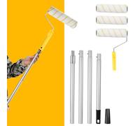 Paint Roller Set, Extendable Paint Rollers with Extended Detachable Thickended Pole, 9 Inch Long Household Wall Painting Tool for Walls and Ceiling Painting on Smooth and Semi-Rough Surfaces