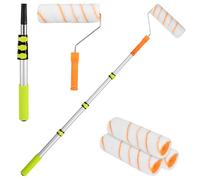 Paint Roller Set, Extendable Paint Rollers with Extended Detachable Thickended Pole 9 Inch Long Household Wall Painting Tool for Walls and Ceiling Painting on Smooth and Semi-Rough Surfaces