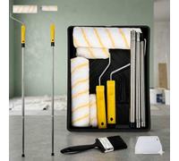 Paint Roller Set, Extension Pole, Tray, Brush, And Roller Sleeves For Wall And Ceiling Painting