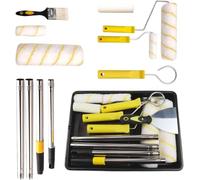 Paint Roller Set Paint Rollers and Trays Sets with Extension Pole, Wall Paint Roller, Paint Brush and Rollers for Painting Home Painting Kit for Painting Walls, Ceiling, Doors, Trim (Yellow)