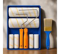Paint Roller Set Tray Brush Sleeves Decorating Tool Kit