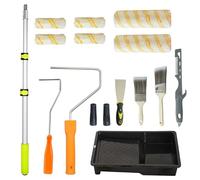 Paint Roller Set with Extension Pole, 15 Piece Painting Tools Kit, 9 Inch & 4 Inch Roller Sets for Walls and Ceilings, Paint Rollers and Trays Sets for House Decorating & DIY