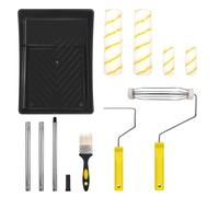 Paint Roller Set with Extension Pole, Professional Paint Roller and Tray Kit, 9-Inch Paint Roller Set Paint Brush Tray 4 Roller Sleeves for Roller Kit for Painting Walls Ceilings Doors Decorations