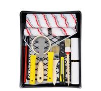 Paint Roller Tray 17 Piece TOUGH MASTER Set, 9” Tray, 9” Paint Roller, 9” Handle, 2x4” Polyester Refill, 2x4” Foam Refill, 4” Handle, 2” Paint Brush with Wooden Handel, Plastic Paint Filter
