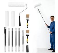Paint Roller with Extended Detachabl, Rollers for Painting with 3 Rollers and 2 Wallpaper Scraper, Long Paint Roller,Paint Roller Extension Pole for Home Painting Walls and Ceiling