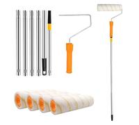 Paint Roller with Telescopic Rod, 30 - 180 cm, 4 Interchangeable Microfibre Rollers & Mould-Resistant Aluminium Profile Bar, Compatible with Wagner, Bosch Painting Devices, for Emulsion Paint on