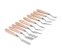 Paint Scraping Tool Set, 10 Pcs with Beech Wood Handles | Durable stainless steel, ideal for canvas and walls, various blade shapes, perfect for artists