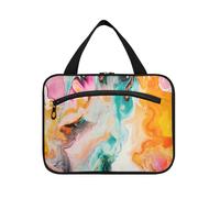 Paint Smear Multicolor Abstract Hanging Large Capacity Travel Cosmetic Bag with Hook, Designer Essentials Waterproof Cosmetic Bag for Essentials for Women Camping bolsas para maquillaje L