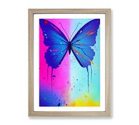 Paint Splash Butterfly No.1 Abstract Framed Print | A4 Oak Framed Wall Art | Ready to Hang | Abstract Animal Picture | Living Room Bedroom Lounge Office