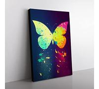 Paint Splash Butterfly No.2 Abstract Canvas Print for Living Room Bedroom Home Office Décor, Wall Art Picture Ready to Hang, 76x50 cm (30x20 Inch)