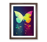 Paint Splash Butterfly No.2 Abstract Framed Print | A2 Walnut Framed Wall Art | Ready to Hang | Abstract Animal Picture | Living Room Bedroom Lounge Office