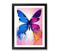 Paint Splash Butterfly No.3 Abstract Framed Print | A3 Black Framed Wall Art | Ready to Hang | Abstract Animal Picture | Living Room Bedroom Lounge Office