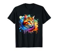 Paint Splash Cat - Vibrant Artistic Pet Portrait Funny T-Shirt