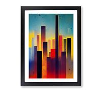 Paint Splash City Skyline No.5 Abstract Framed Print | A3 Black Framed Wall Art | Ready to Hang | Abstract Cityscape Picture | Living Room Bedroom Lounge Office