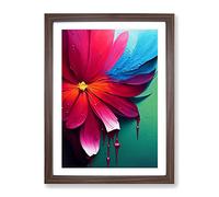 Paint Splash Flower No.1 Abstract Framed Print | A3 Walnut Framed Wall Art | Ready to Hang | Abstract Floral Picture | Living Room Bedroom Lounge Office