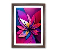Paint Splash Flower No.2 Abstract Framed Print for Living Room Bedroom Home Office Décor, Wall Art Picture Ready to Hang, Walnut A3 Frame (34 x 46 cm)