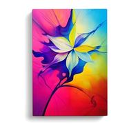 Paint Splash Flower No.4 Canvas Print | Gallery Wrapped 30mm Frame Wall Art | 30x20 inches | Ready to Hang | Abstract Floral Picture | Living Room Bedroom Lounge Office