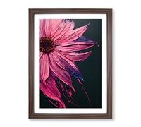 Paint Splash Flower No.5 Abstract Framed Print | A3 Walnut Framed Wall Art | Ready to Hang | Abstract Floral Picture | Living Room Bedroom Lounge Office