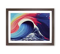 Paint Splash Ocean Wave Abstract Framed Wall Art Print A2 Walnut