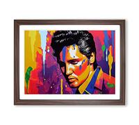 Paint Splashed Elvis Presley Vol.1 Abstract H1022 Framed Print for Living Room Bedroom Home Office Décor, Wall Art Picture Ready to Hang, Walnut A3 Frame (46 x 34 cm)