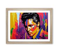 Paint Splashed Elvis Presley Vol.1 Abstract H1022 Framed Print for Living Room Bedroom Home Office Décor, Wall Art Picture Ready to Hang, Oak A4 Frame (34 x 25 cm)