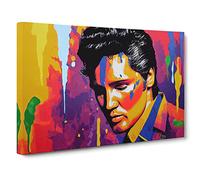 Paint Splashed Elvis Presley Vol.1 Canvas Print | Gallery Wrapped 30mm Frame Wall Art | 30x20 inches | Ready to Hang | Abstract Picture | Living Room Bedroom Lounge Office