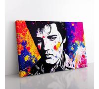 Paint Splashed Elvis Presley Vol.2 Abstract Canvas Wall Art Print Ready to Hang, Framed Picture for Living Room Bedroom Home Office Décor, 60x40 cm (24x16 Inch)