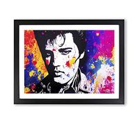Paint Splashed Elvis Presley Vol.2 Abstract H1022 Framed Print for Living Room Bedroom Home Office Décor, Wall Art Picture Ready to Hang, Black A4 Frame (34 x 25 cm)