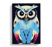 Paint Splashed Owl No.1 Abstract Brown, Teal, Green Canvas Print for Living Room Bedroom Home Office Décor, Wall Art Picture Ready to Hang, 30x20 Inch (76x50 cm)