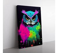 Paint Splashed Owl No.5 Abstract Canvas Print for Living Room Bedroom Home Office Décor, Wall Art Picture Ready to Hang, 76x50 cm (30x20 Inch) CAN3020-V1022-CK-3258