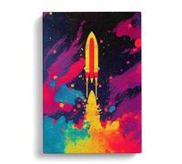 Paint Splashed Spaceship Rocket No.5 Canvas Print | Gallery Wrapped 30mm Frame Wall Art | 30x20 inches | Ready to Hang | Abstract Picture | Living Room Bedroom Lounge Office
