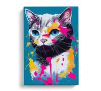 Paint Splat Cat Canvas Wall Art Print 30x20 Inch