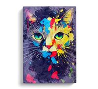 Paint Splat Cat Canvas Wall Art Print 30x20 Inch