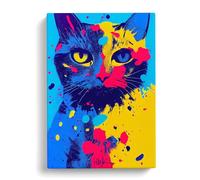 Paint Splat Cat Canvas Wall Art Print 30x20 Inch