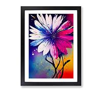 Paint Splat Flower No.5 Abstract Framed Print | A4 Black Framed Wall Art | Ready to Hang | Abstract Floral Picture | Living Room Bedroom Lounge Office