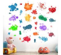 Paint Splatoon Wall Stickers for Kids: Peel and Stick 31pcs Colorful Graffiti Painting Splatter Wall Decals - Wall Decor Art Kids Supplies Ages 1-12 Years