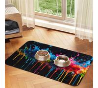 Paint Splatter Backdrop 2 Printing Pet Absorbent Tablecloth, Special Pad For Pet Bowls, Rollable For Storage, Ideal For Pet Bowls